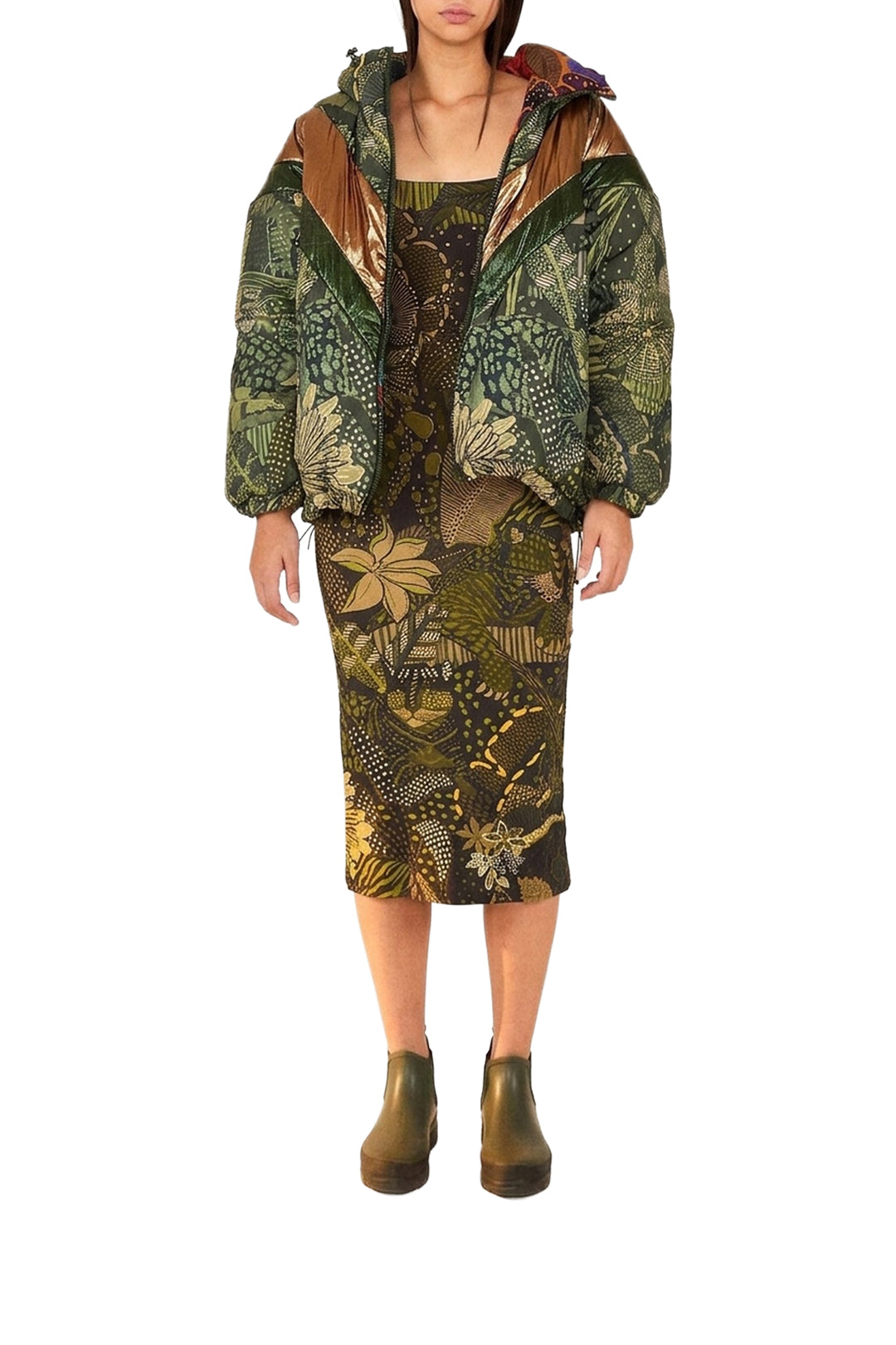 Robe midi Jersey Cool Leopard - Vert
