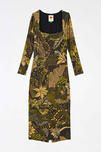 Robe midi Jersey Cool Leopard - Vert