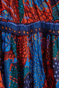 Robe longue Léopard cool à volants - Bleu