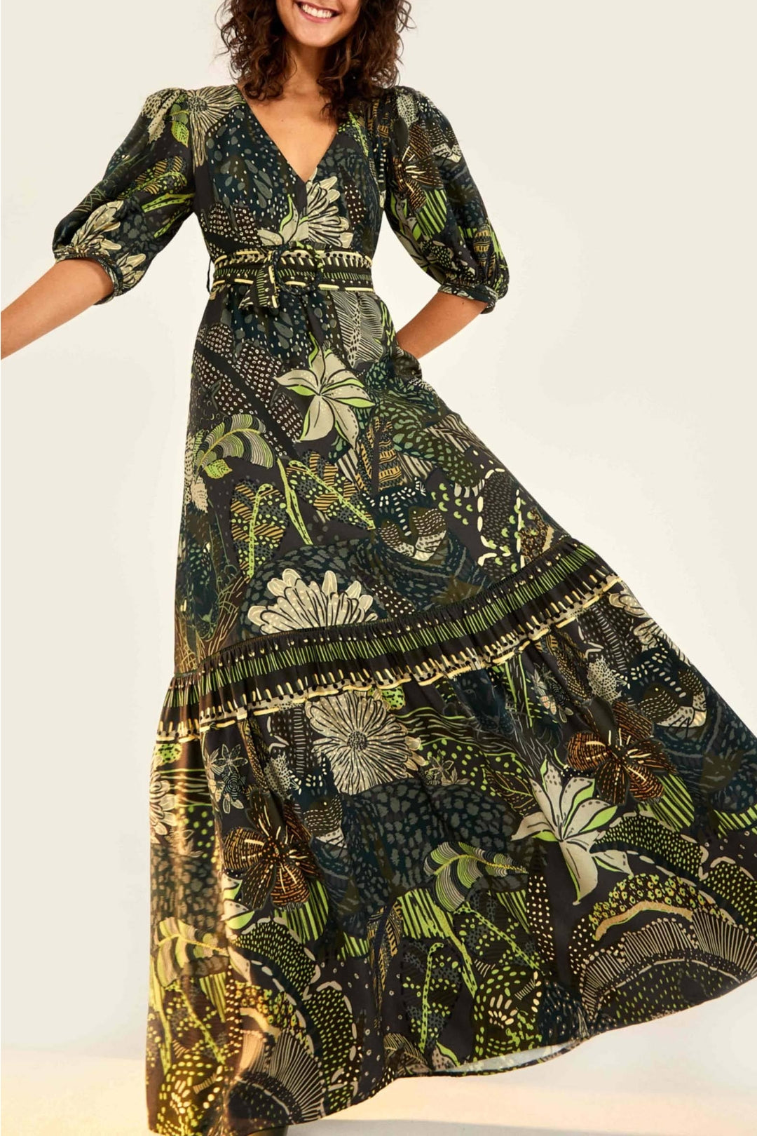 Robe longue Léopard cool - Vert