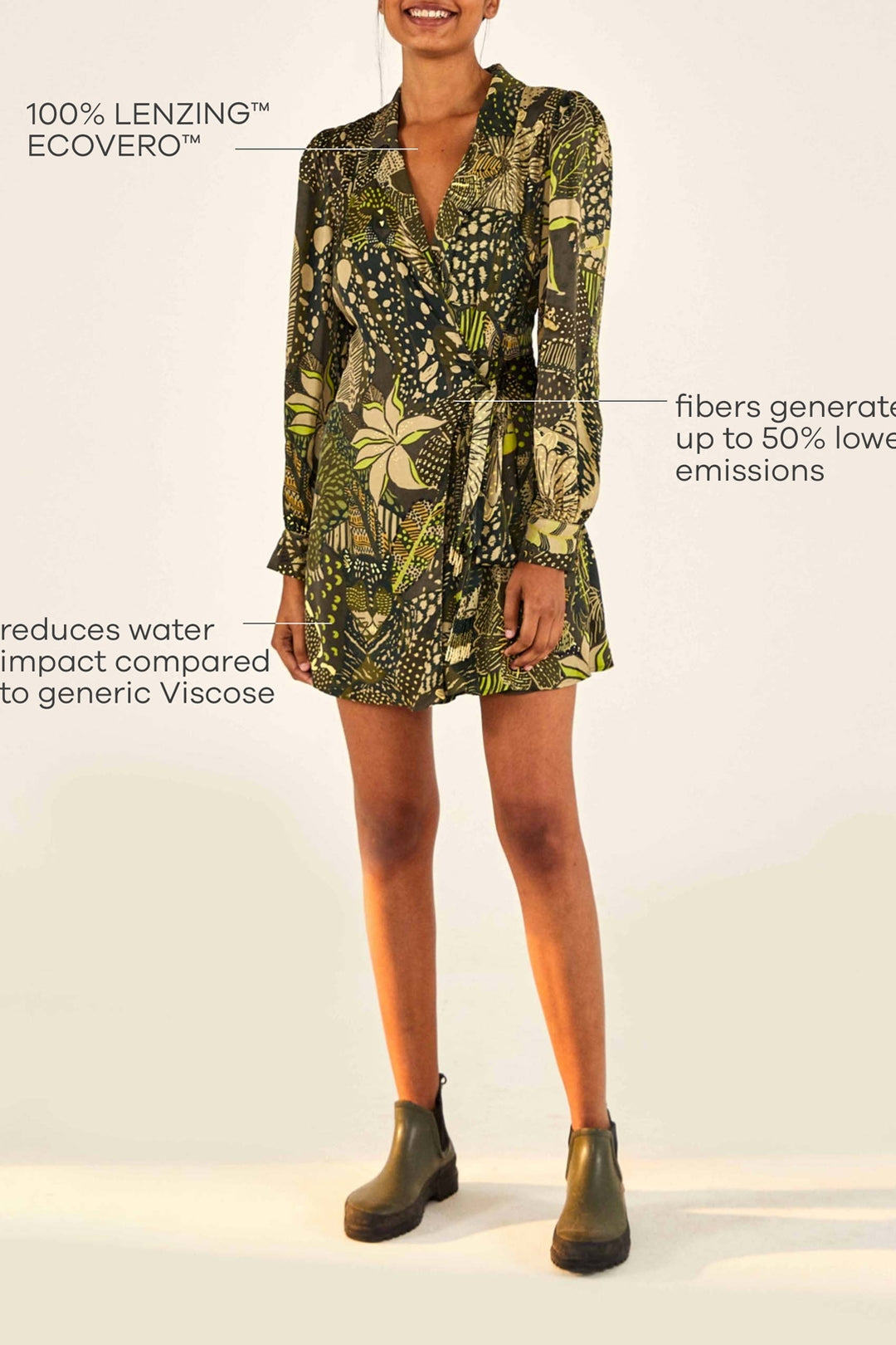 Robe courte Wrap Cool Leopard - Vert