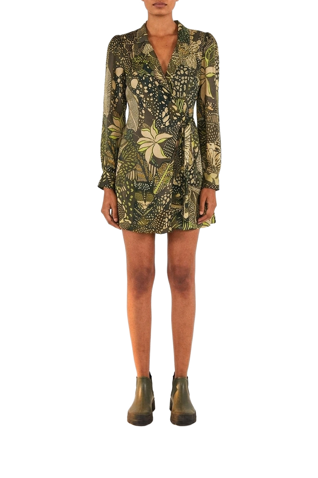 Robe courte Wrap Cool Leopard - Vert