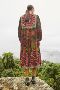 Tropical Forest midi dress - Black