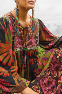 Tropical Forest midi dress - Black