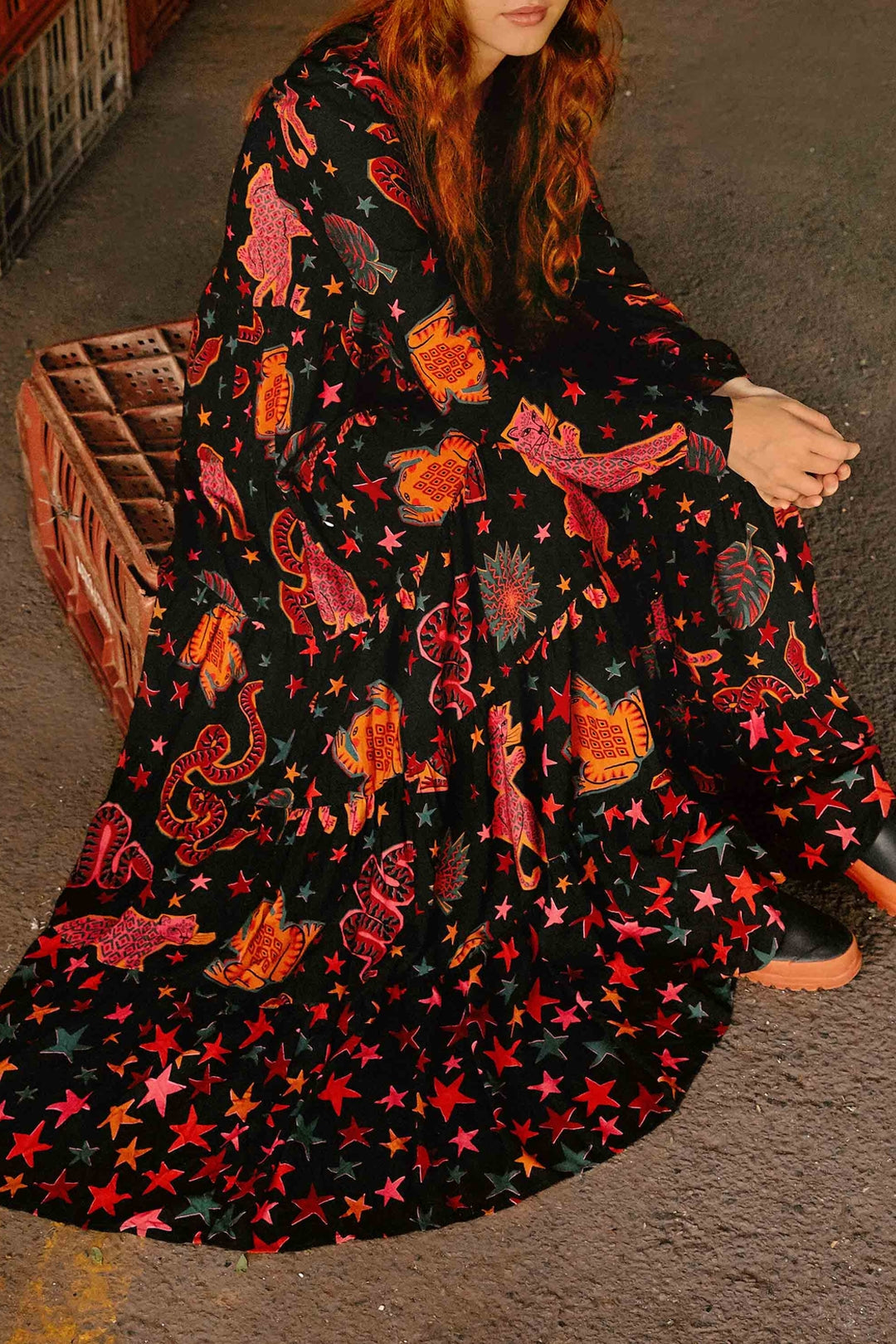 Animal Sky maxi dress - Black