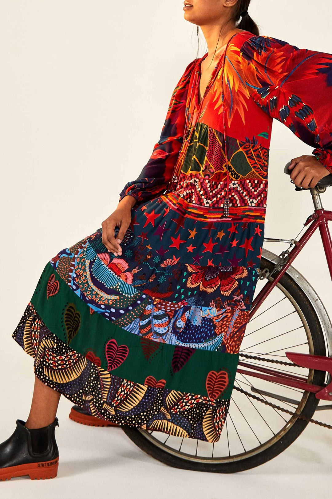 Robe midi tunique à imrpimé - Noir