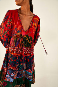Robe midi tunique à imrpimé - Noir