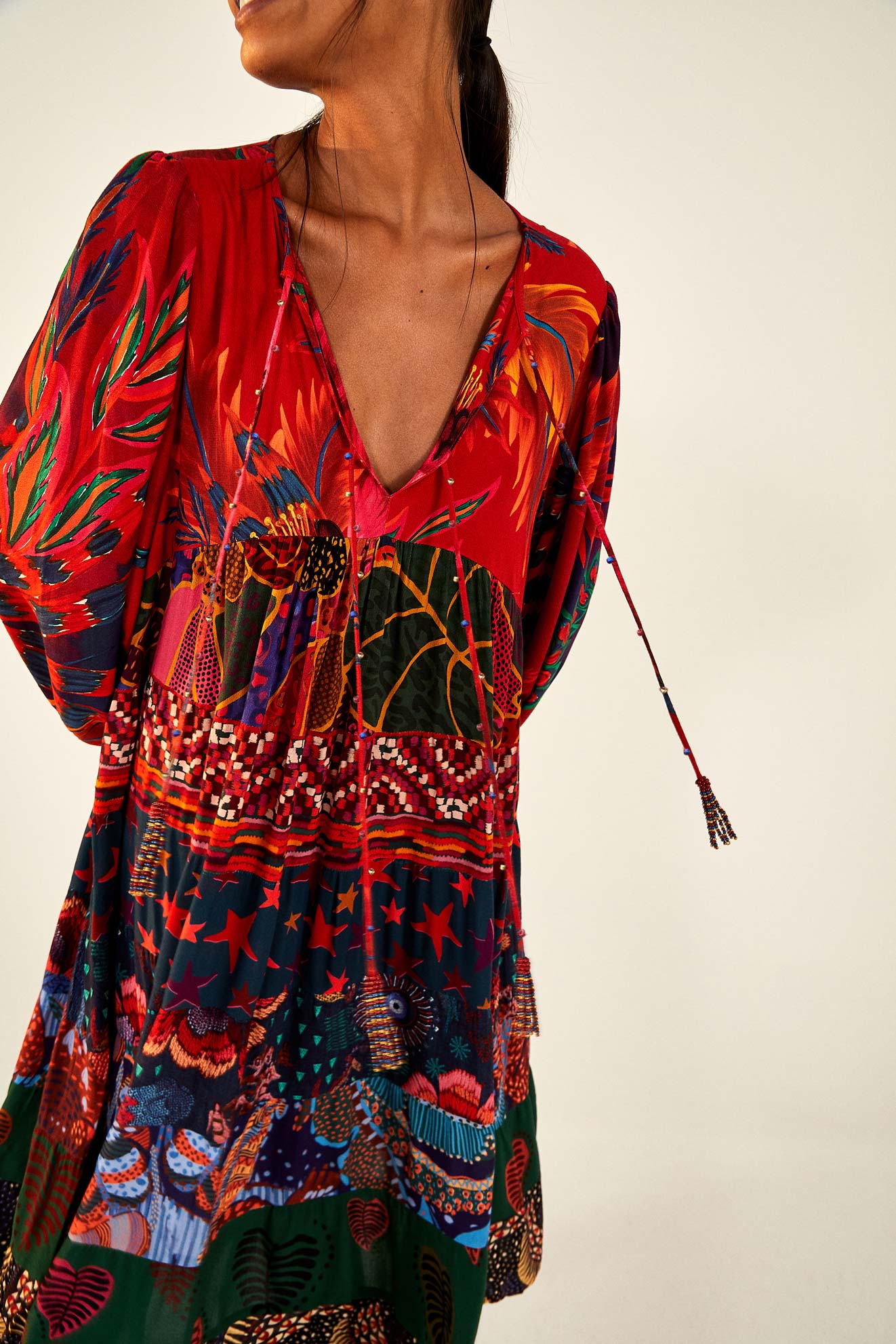 Robe midi tunique à imrpimé - Noir