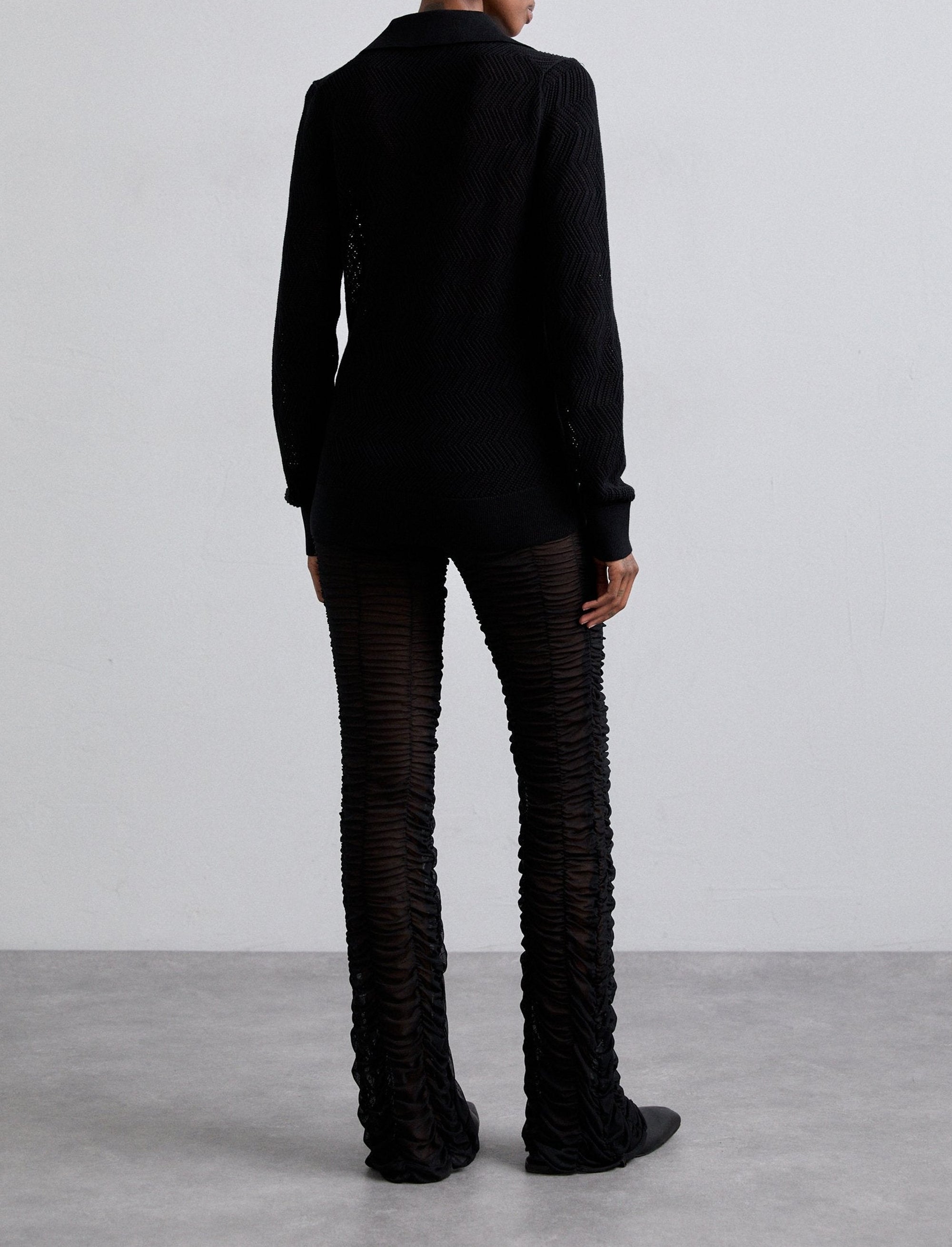 Pull Agnes tricoté en zig zag - Black