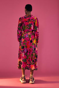 Robe longue chemise Léopards pop - Rose