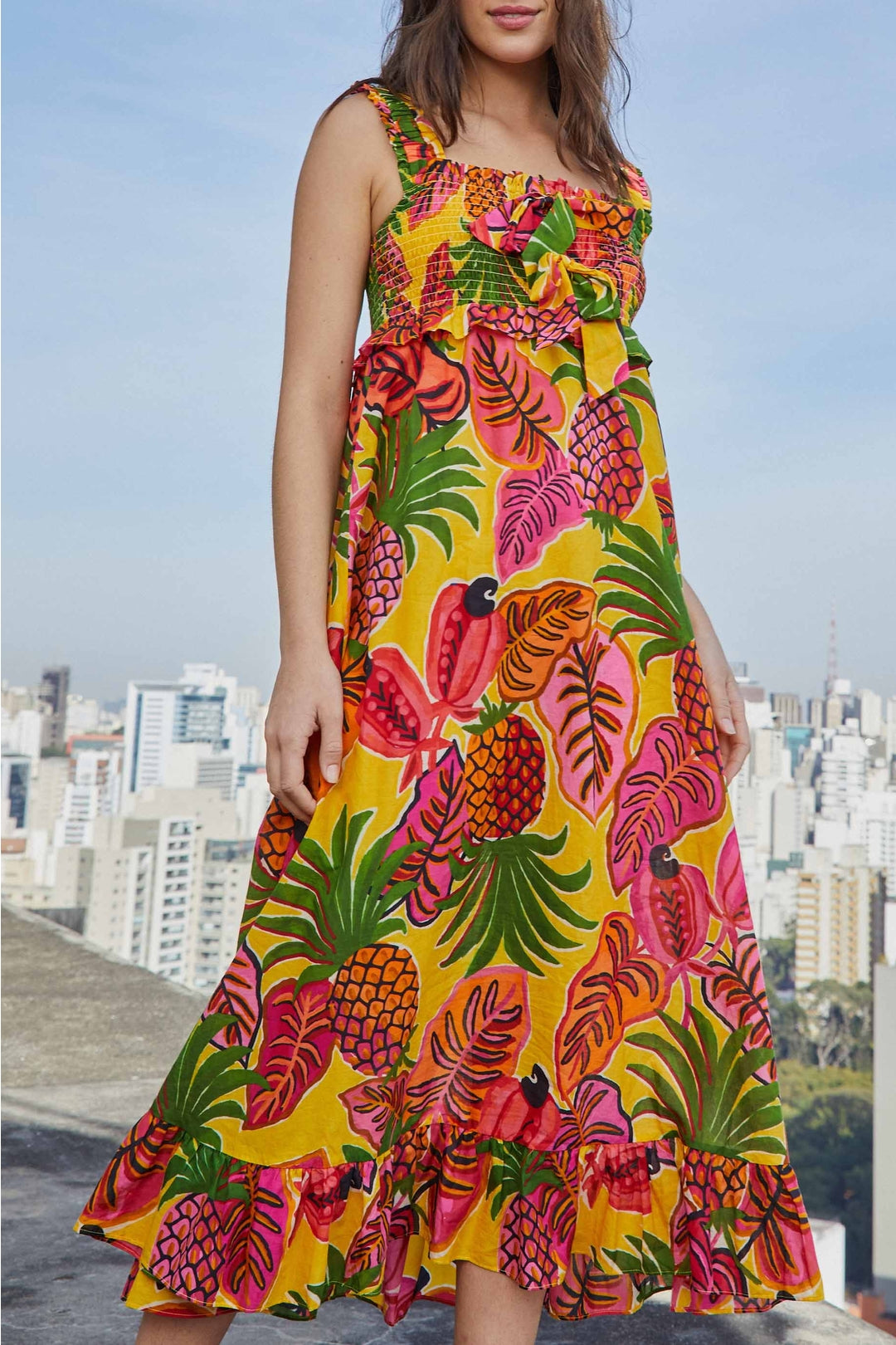 Fruit Dream midi dress in cotton - Multicolour