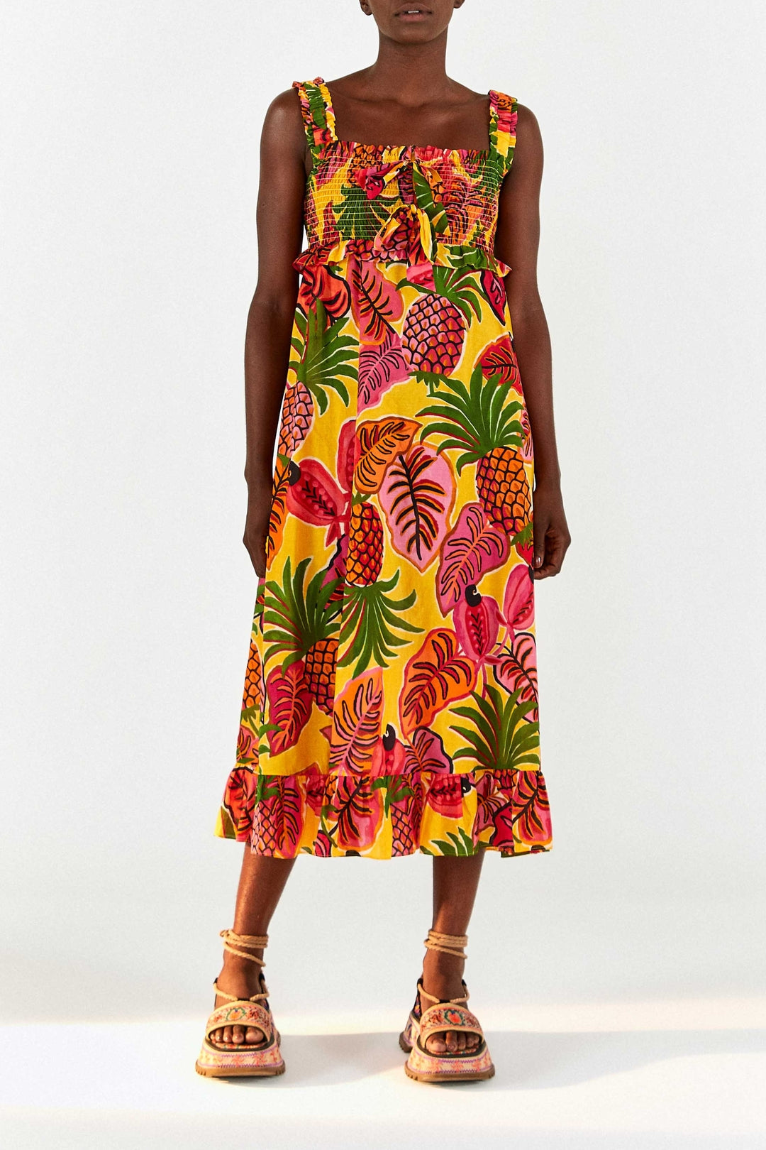 Fruit Dream midi dress in cotton - Multicolour