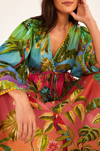 Robe longue tunqiue à volants - Multicolore