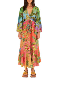 Robe longue tunqiue à volants - Multicolore