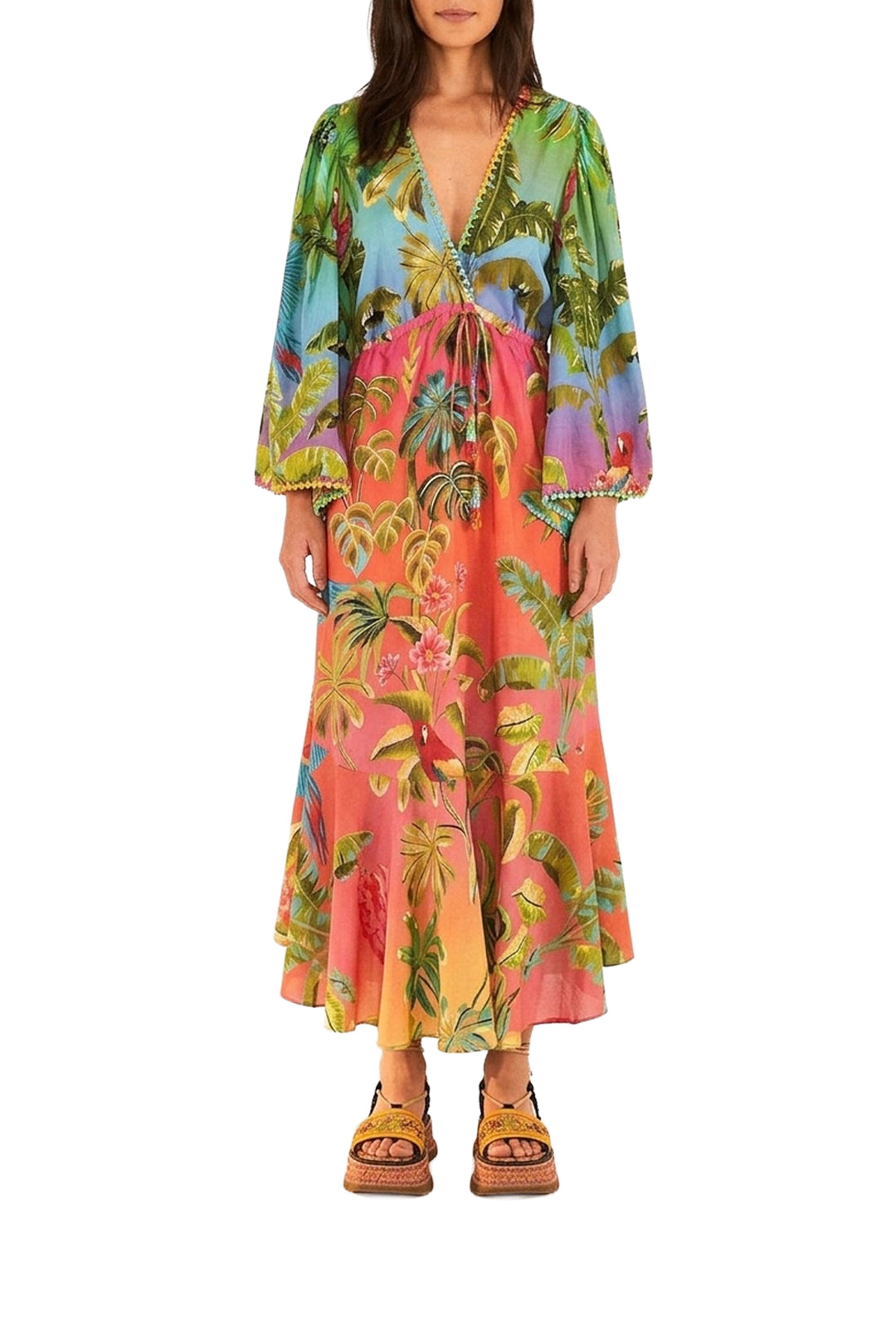 Robe longue tunqiue à volants - Multicolore