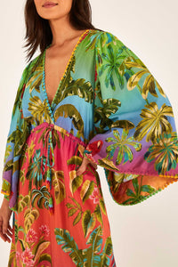 Robe longue tunqiue à volants - Multicolore
