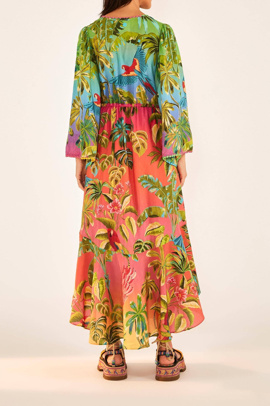 Robe longue tunqiue à volants - Multicolore