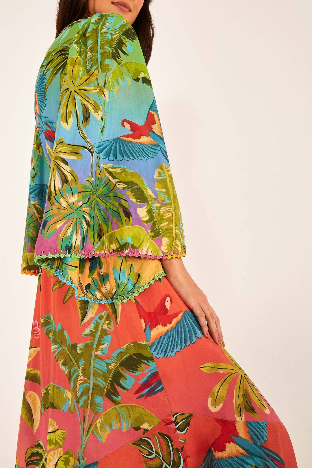 Robe longue tunqiue à volants - Multicolore