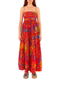 Robe longue Magic Forest en coton - Rouge