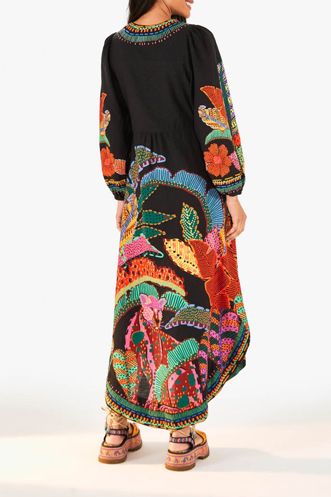 Robe longue Léopards cool en lin - Multicolore