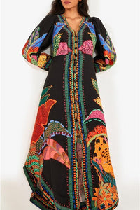 Robe longue Léopards cool en lin - Multicolore