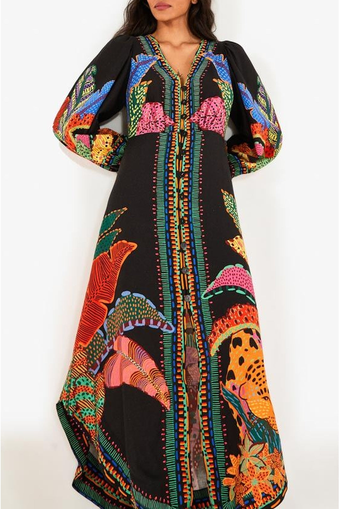 Robe longue Léopards cool en lin - Multicolore