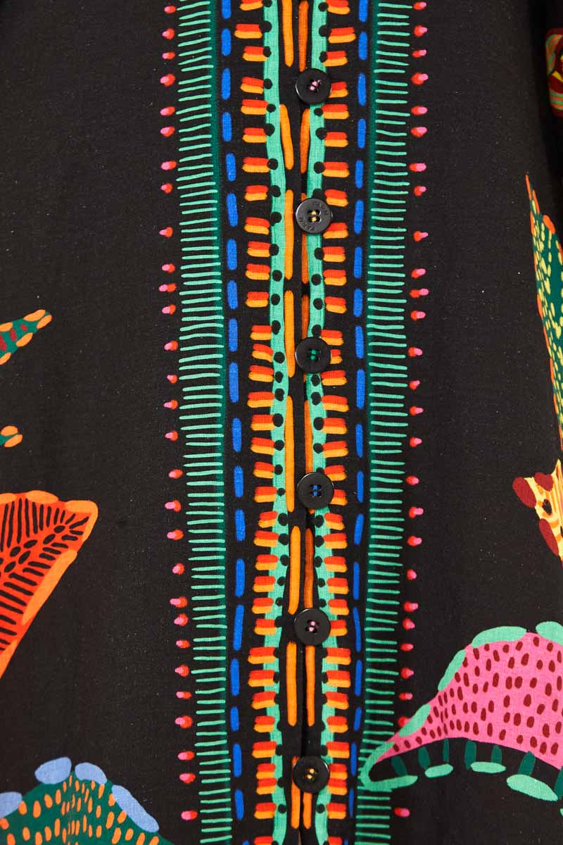 Robe longue Léopards cool en lin - Multicolore