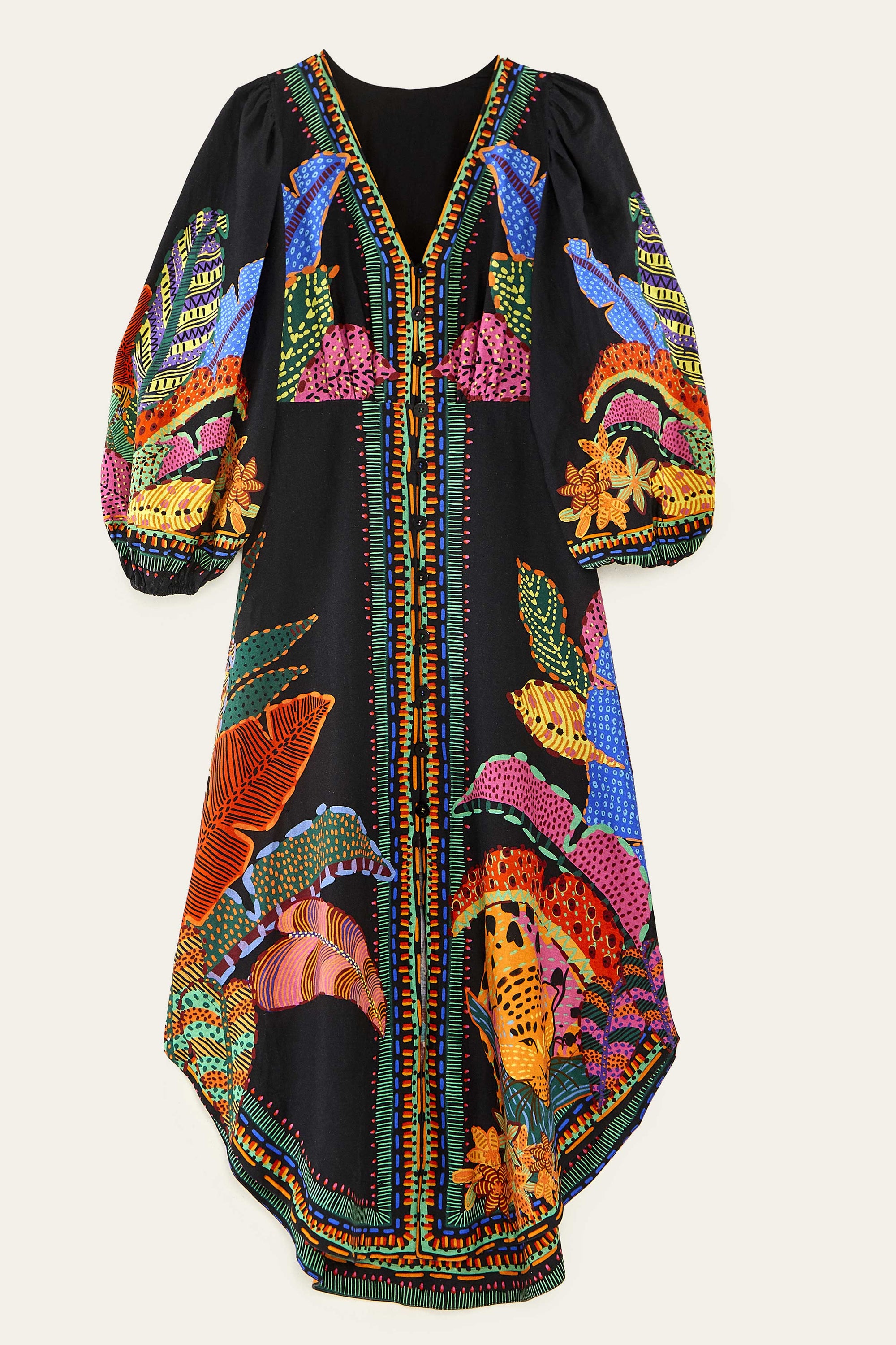Robe longue Léopards cool en lin - Multicolore