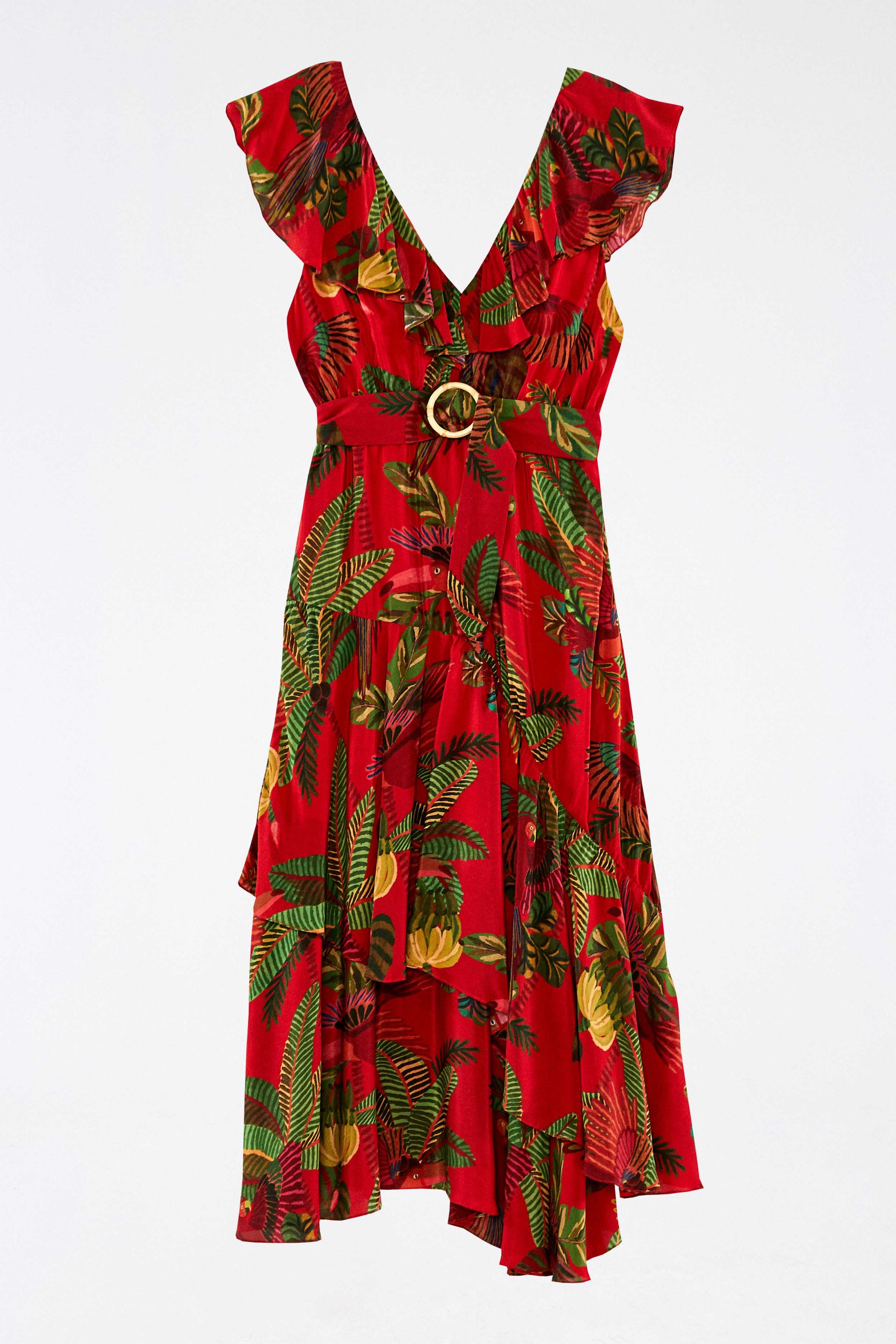 Robe midi Forest Birds - Rouge