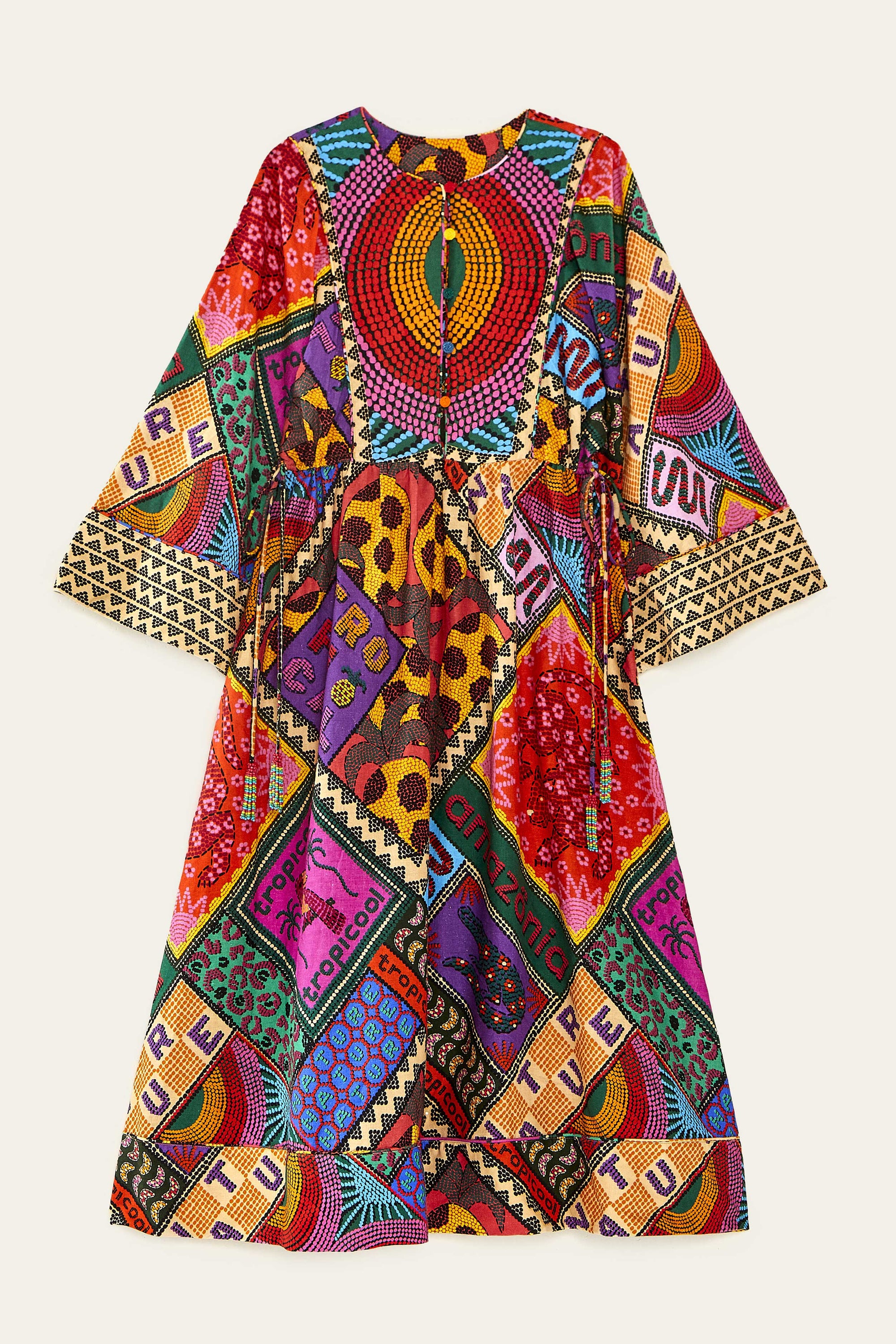 Linen print midi dress - Multicolour