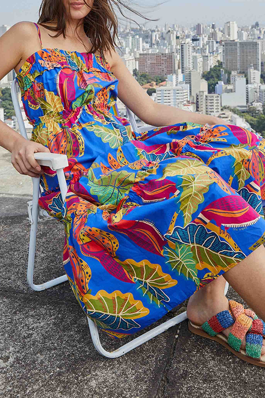 Robe midi Beaks & Bananas en coton - Multicolore