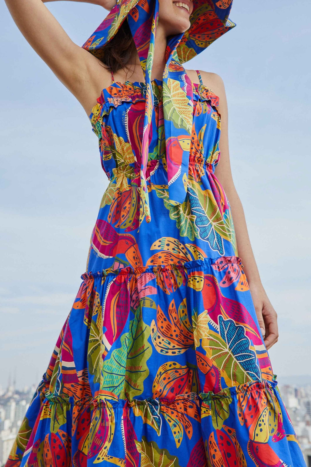Robe midi Beaks & Bananas en coton - Multicolore