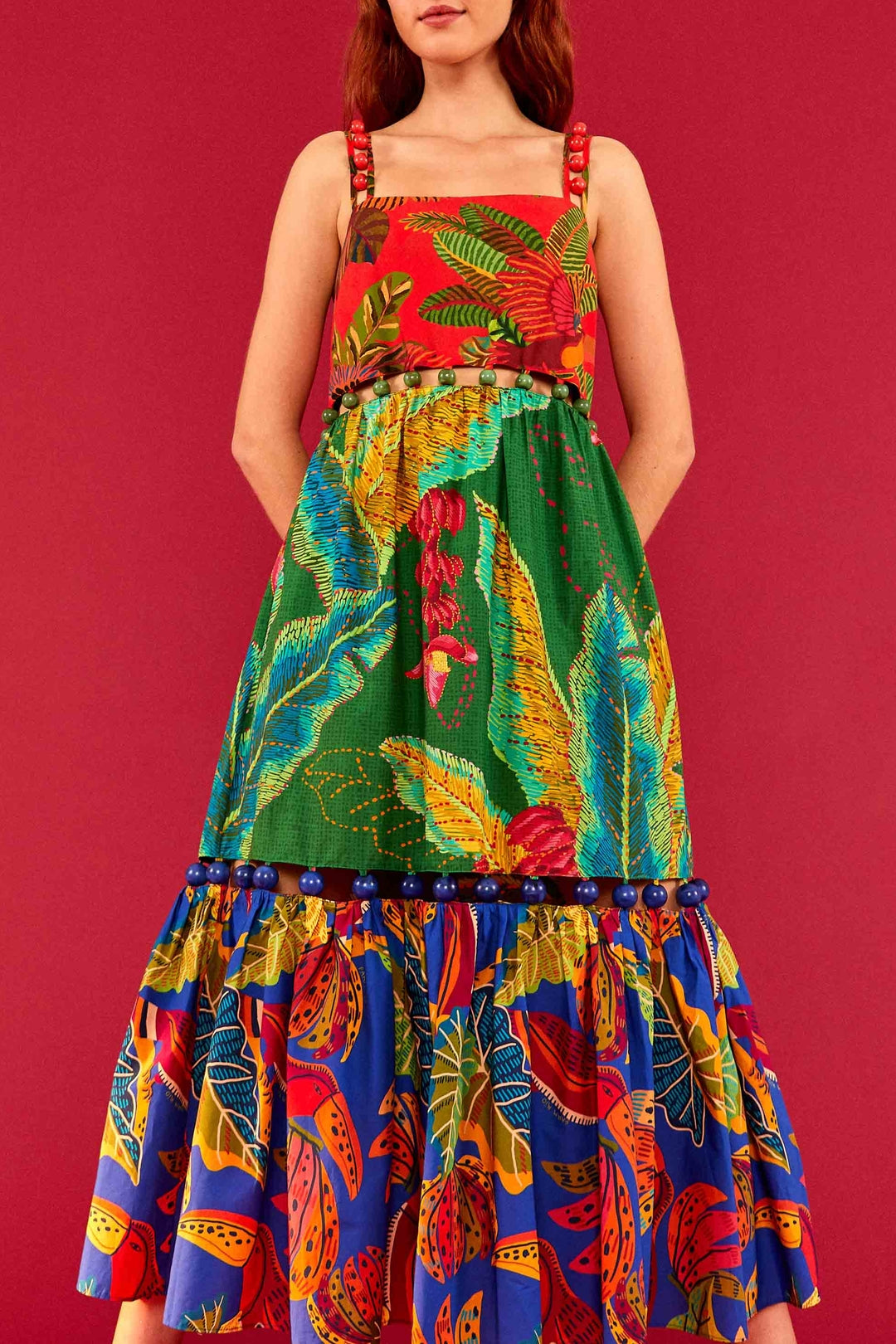 Robe midi à imprimé - Multicolore
