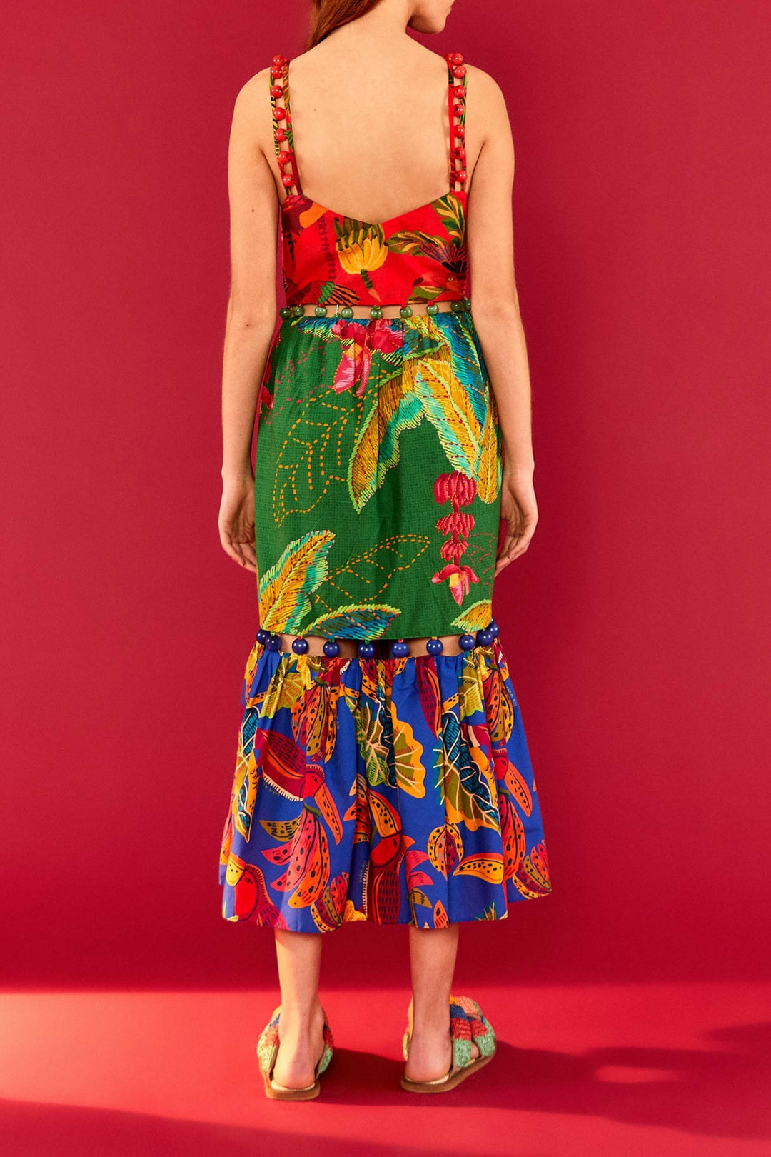 Robe midi à imprimé - Multicolore