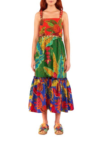 Robe midi à imprimé - Multicolore