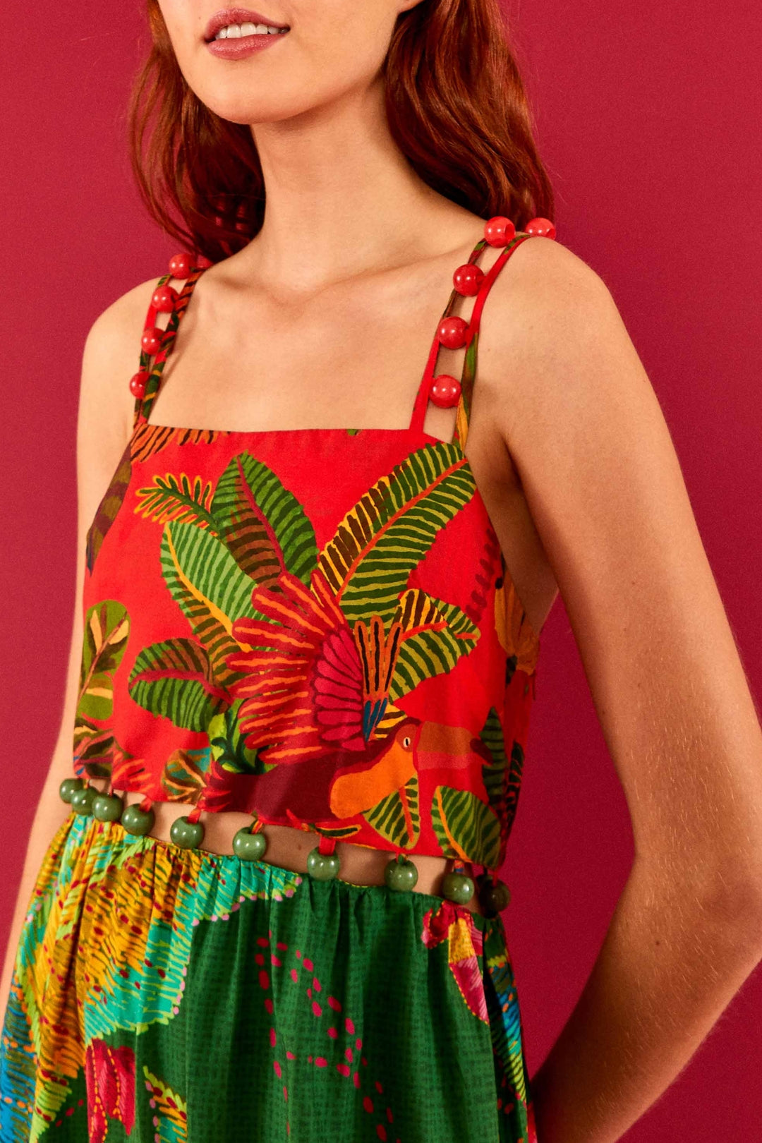 Robe midi à imprimé - Multicolore