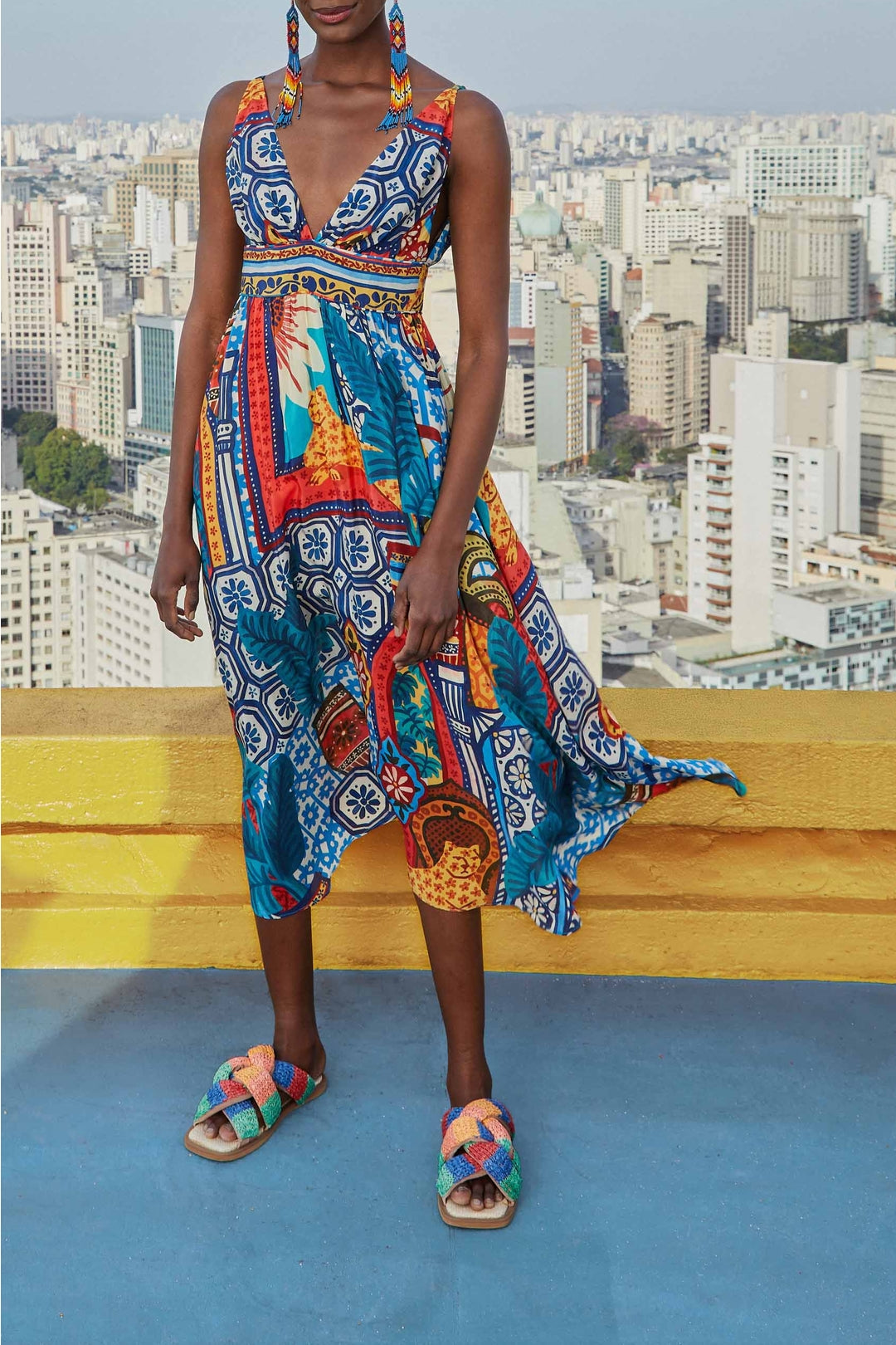 Robe midi Forest Tiles - Multicolore