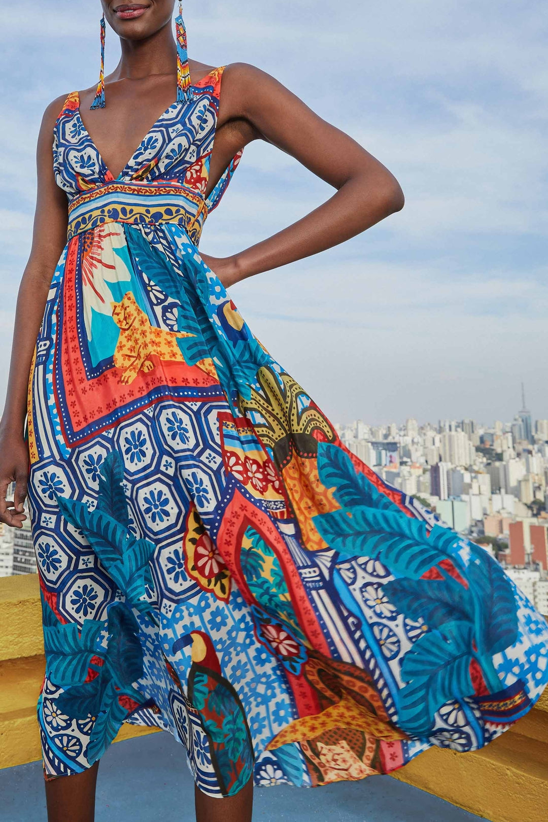 Robe midi Forest Tiles - Multicolore