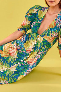 Star Fruits midi dress in cotton - Green