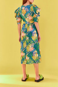 Star Fruits midi dress in cotton - Green