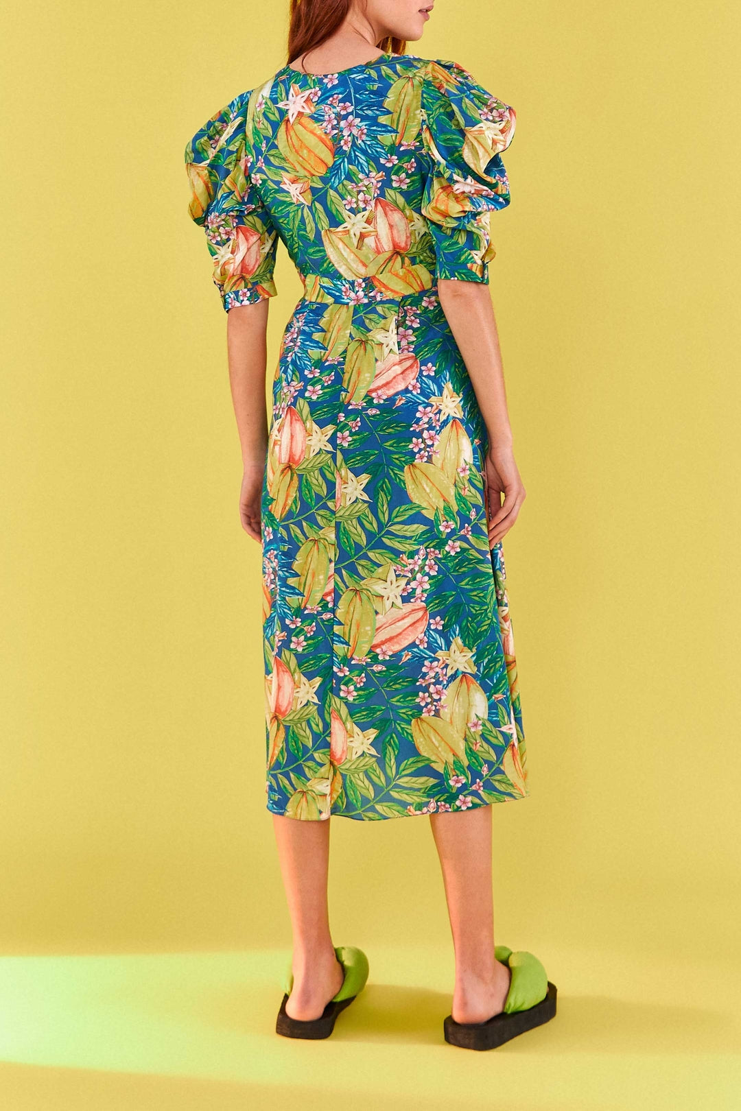 Star Fruits midi dress in cotton - Green