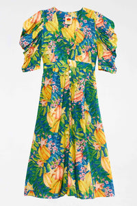 Star Fruits midi dress in cotton - Green