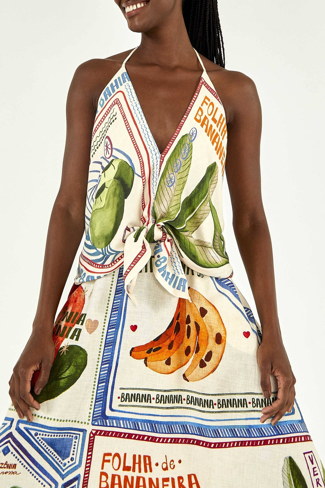 Blouse Halter à noued - Multicolore