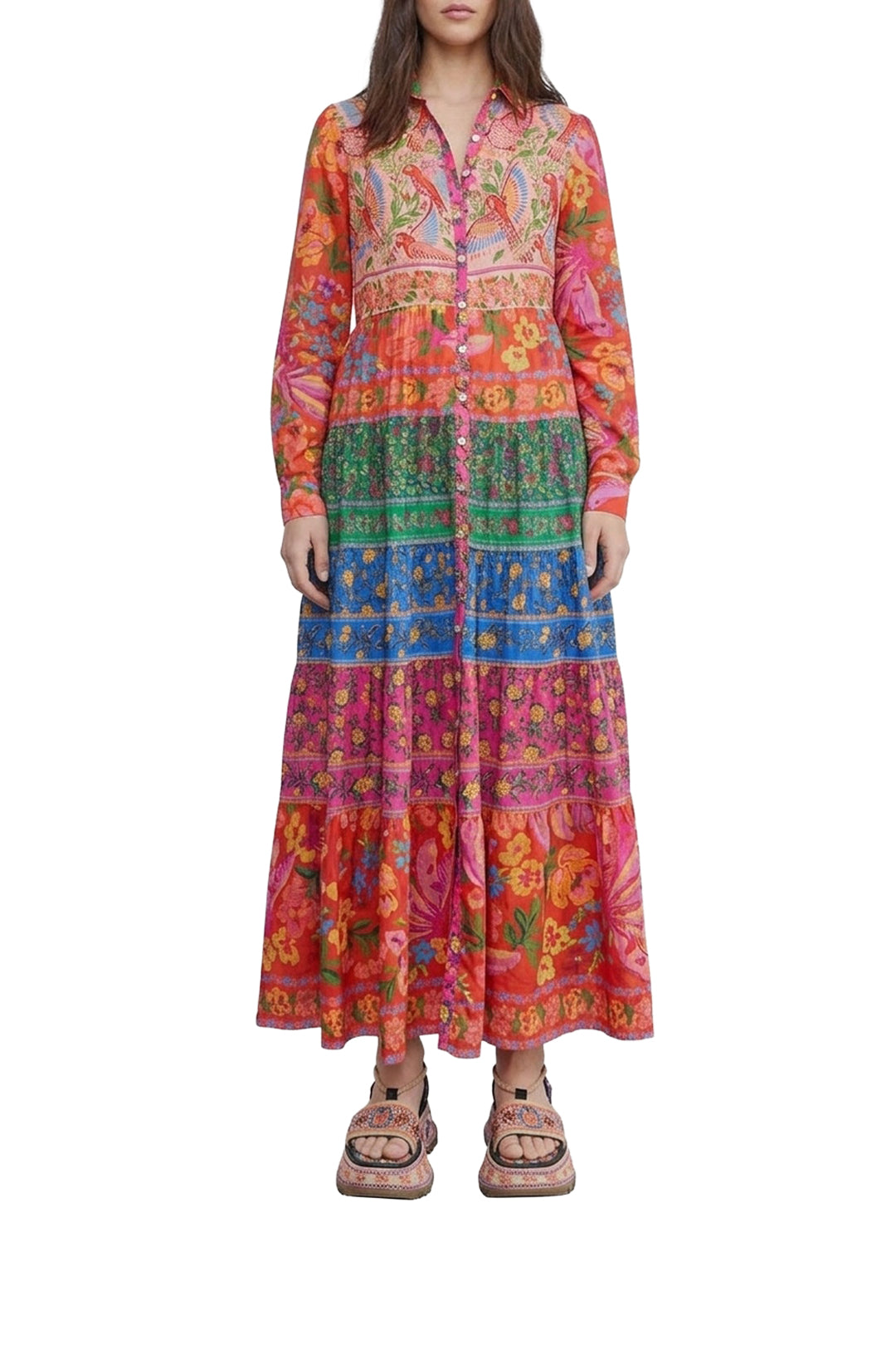 Border print maxi dress - Pink