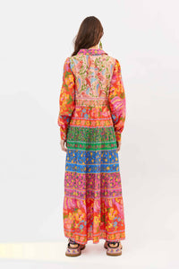 Border print maxi dress - Pink