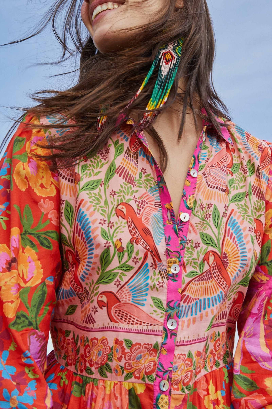 Border print maxi dress - Pink