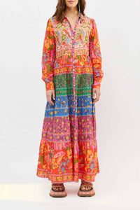 Border print maxi dress - Pink