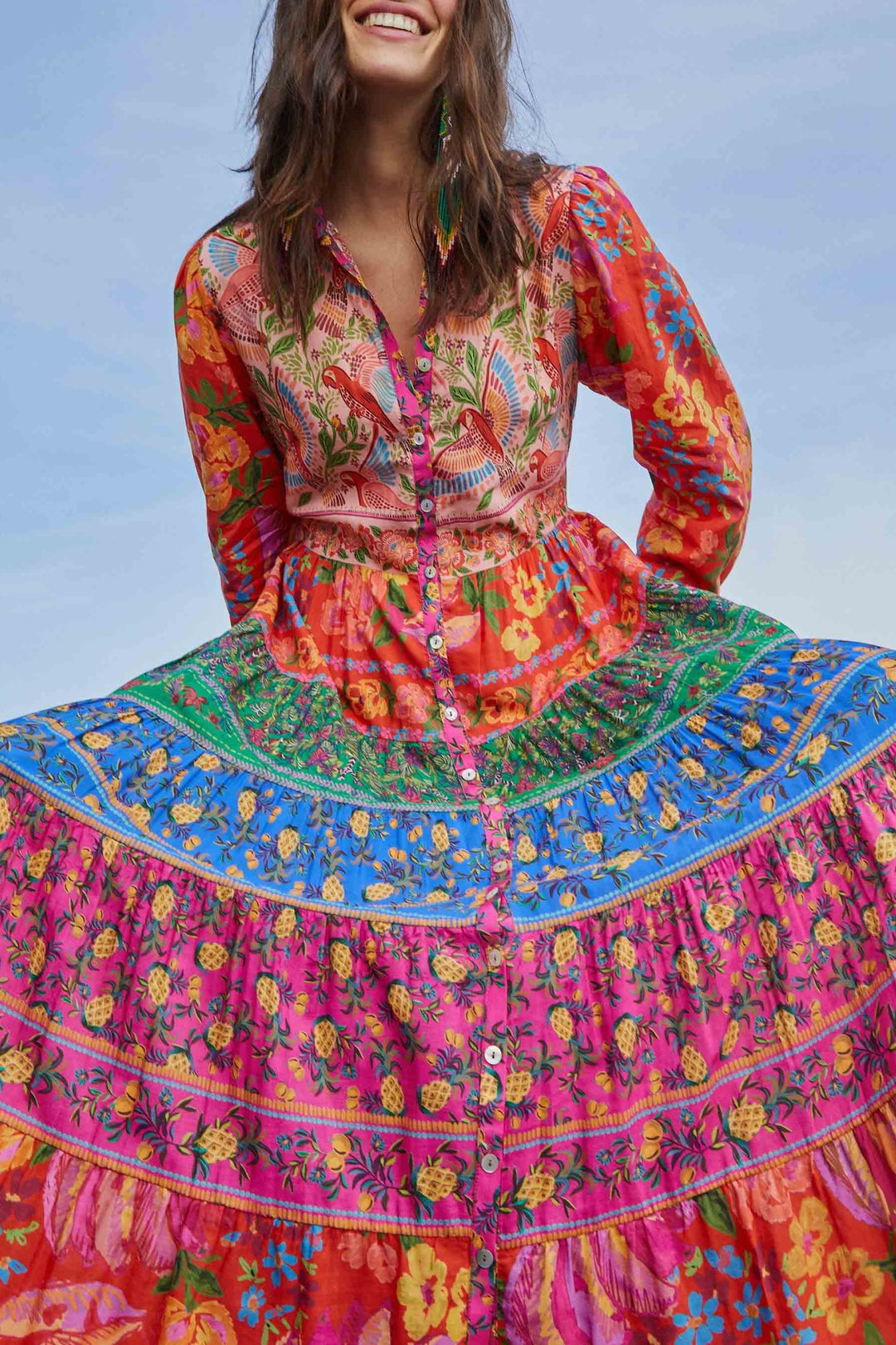Border print maxi dress - Pink