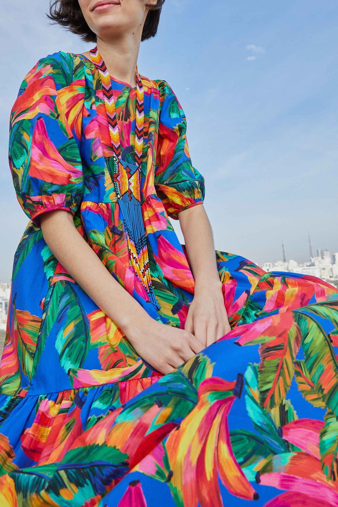 Robe midi Bananamix - Bleu