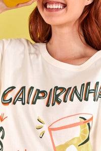 T-shirt à imprimé Caipirinha en coton - Blanc